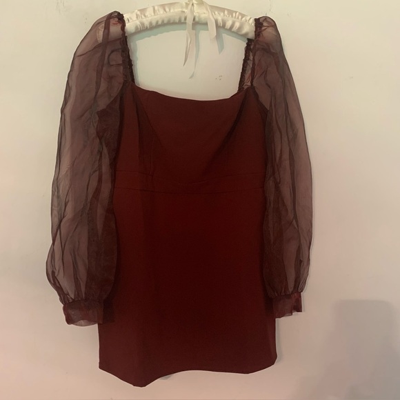 Fashion Nova Womens Cocktail Clubwear Sheer Puff Long Sleeve Mini Dress Size XL - Picture 6 of 14